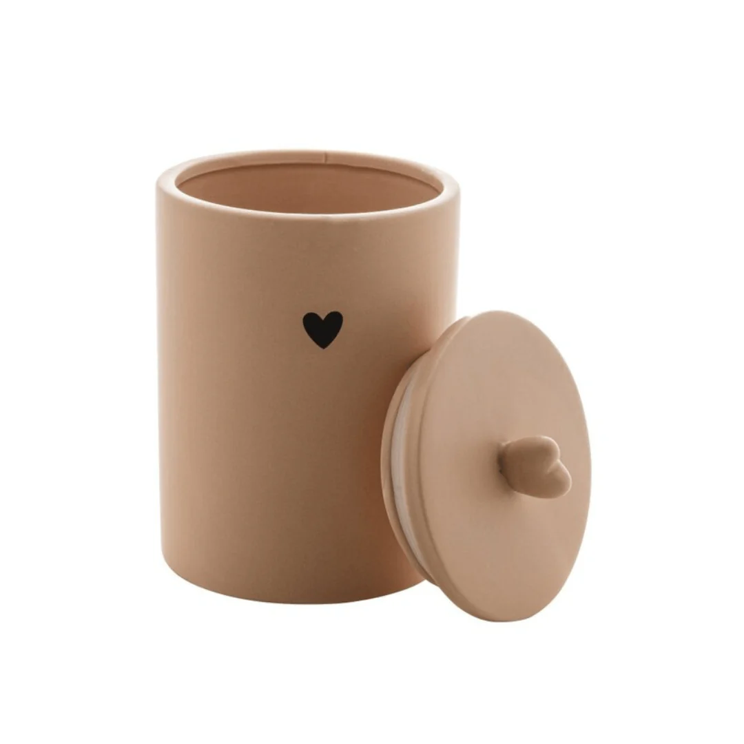 Pote Decorativo de Cerâmica Heart Bege 15cm - Image 3
