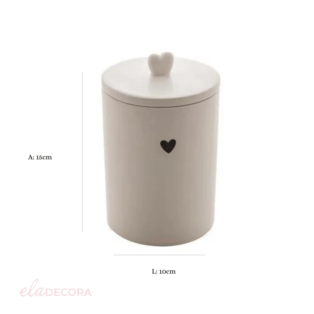 Pote Decorativo de Cerâmica Heart Coração Branco 15cm - Image 9