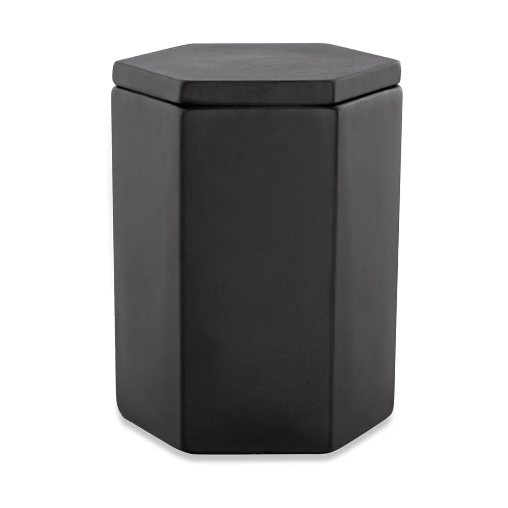 Pote Decorativo em Cimento Hexagono Preto 15cm