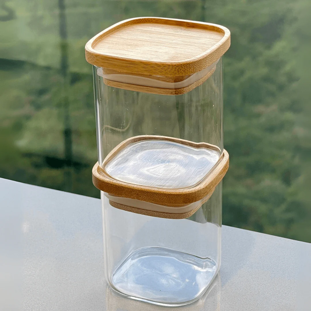 Pote Hermético de Vidro com Tampa Empilhável de Bambu 150ml - Image 3