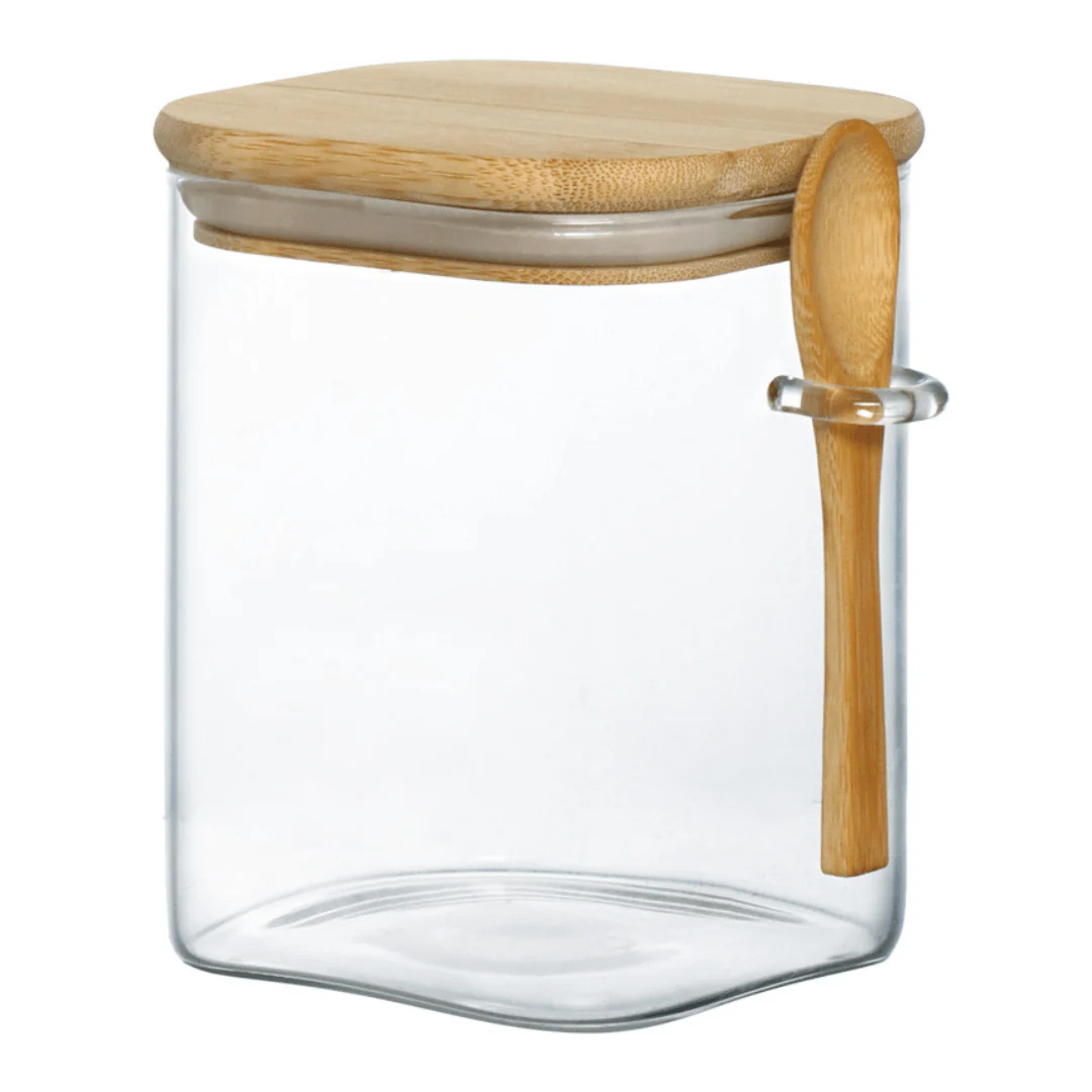 Pote Hermético de Vidro e Bambu Liege com Colher 950ml
