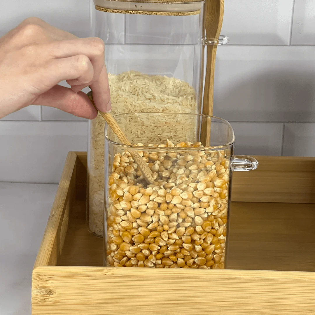 Pote Hermético de Vidro e Bambu Liege com Colher 950ml - Image 2