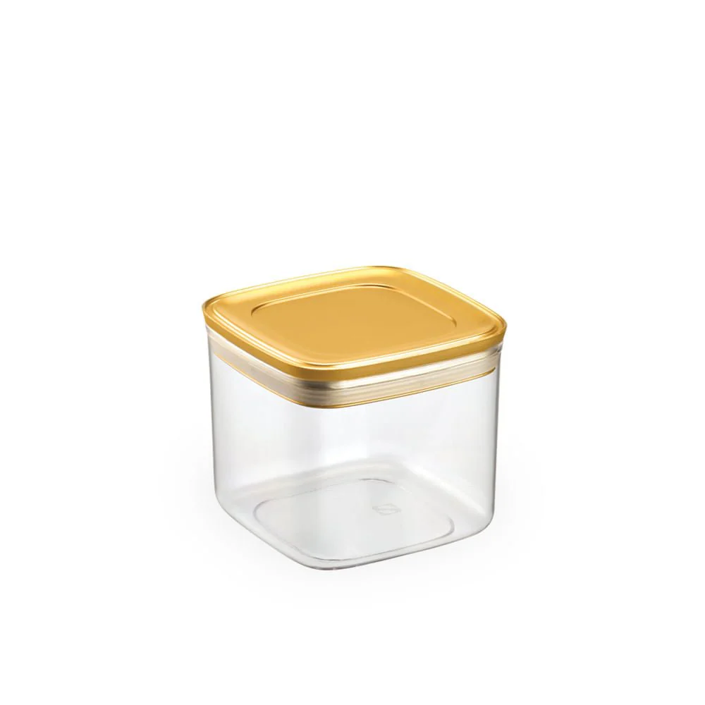 Pote Hermético Quadrado Tampa Metalizada Dourada Fosco Vedação Tripla 1,1L - Image 8