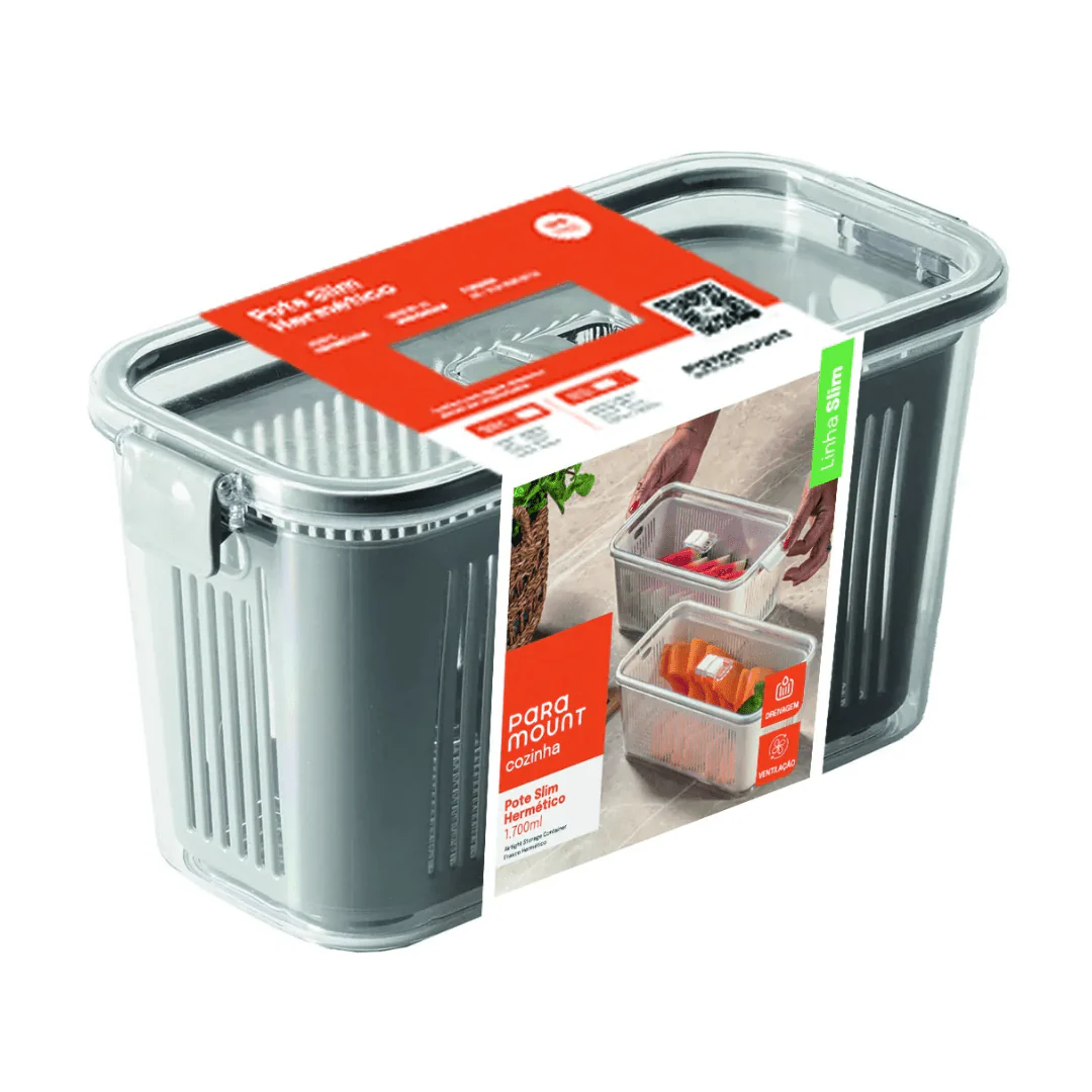 Pote Hermético Slim Multiuso Cinza 1,700 Litros - Image 3