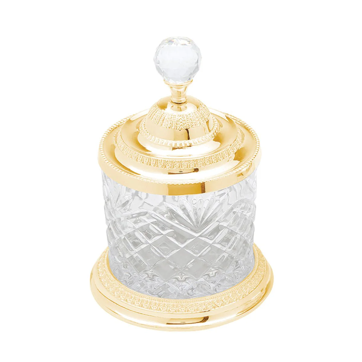 Pote Decorativo Multiuso de Vidro e Zamac Crystal Dourado 16,5cm - Image 4