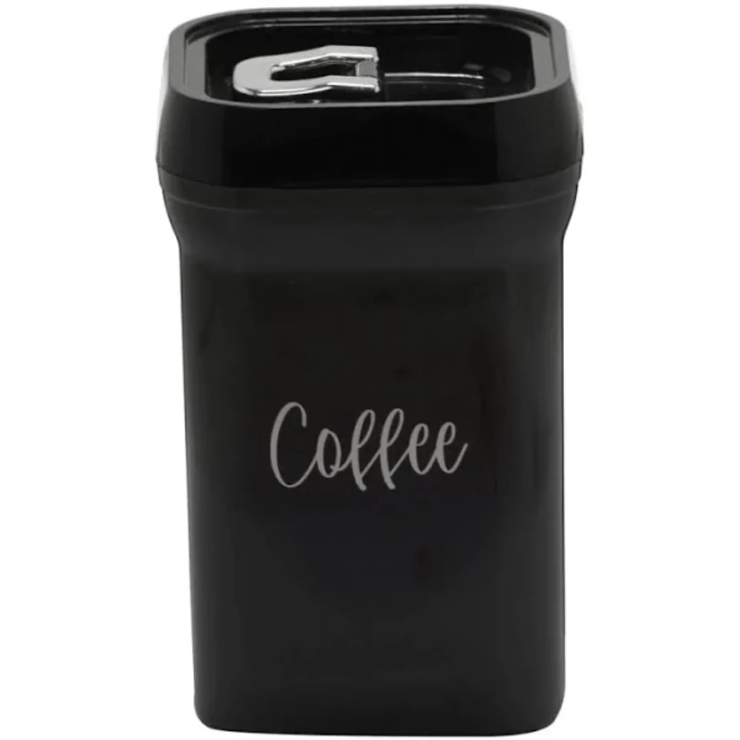 Pote para Café com Tampa Plástica Preta 17cm