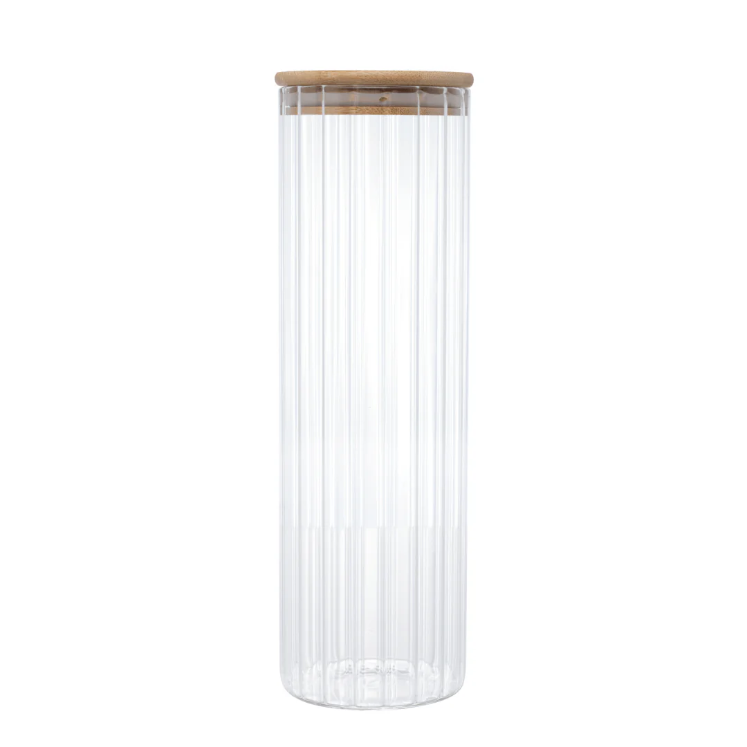Pote de Vidro Canelado com Tampa de Bambu 1,3 Litros - Image 9