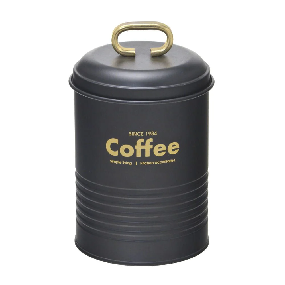 Pote Porta Mantimento Café Metal Preto 19cm