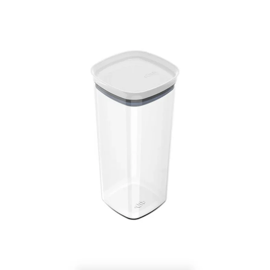 Pote Porta Mantimento Organizador Quadrado com Tampa Hermética Natural com Branco Block  1,5 Litros