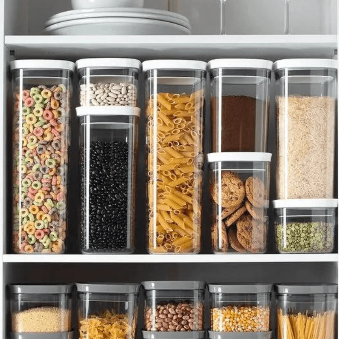 Pote Porta Mantimento Organizador Quadrado com Tampa Hermética Natural com Branco Block  1,5 Litros - Image 2