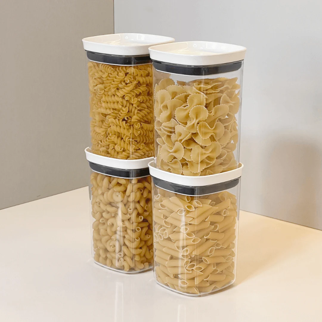 Pote Porta Mantimento Organizador Quadrado com Tampa Hermética Natural com Branco Block  1 Litro - Image 4