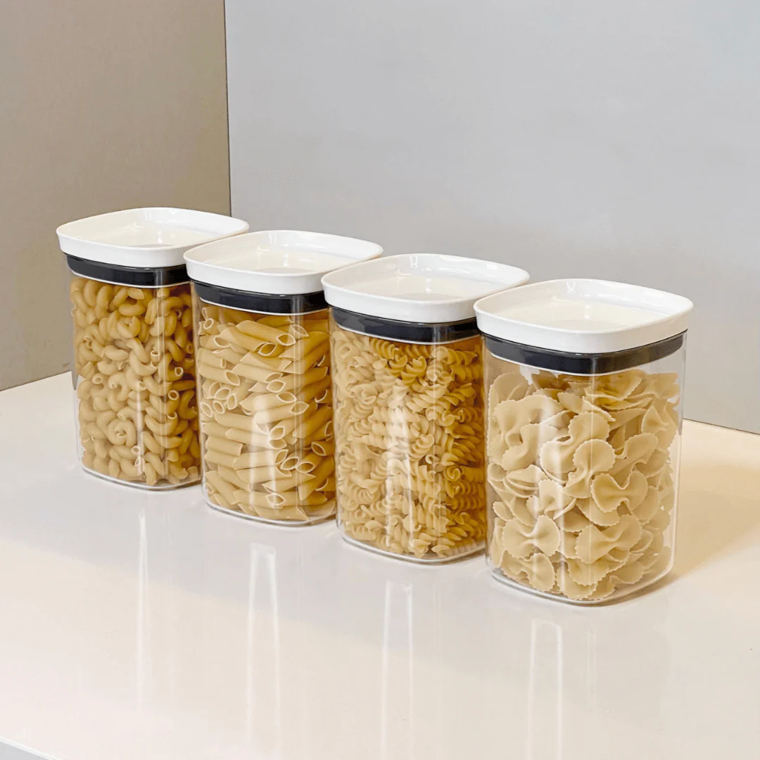 Pote Porta Mantimento Organizador Quadrado com Tampa Hermética Natural com Branco Block  1 Litro - Image 5