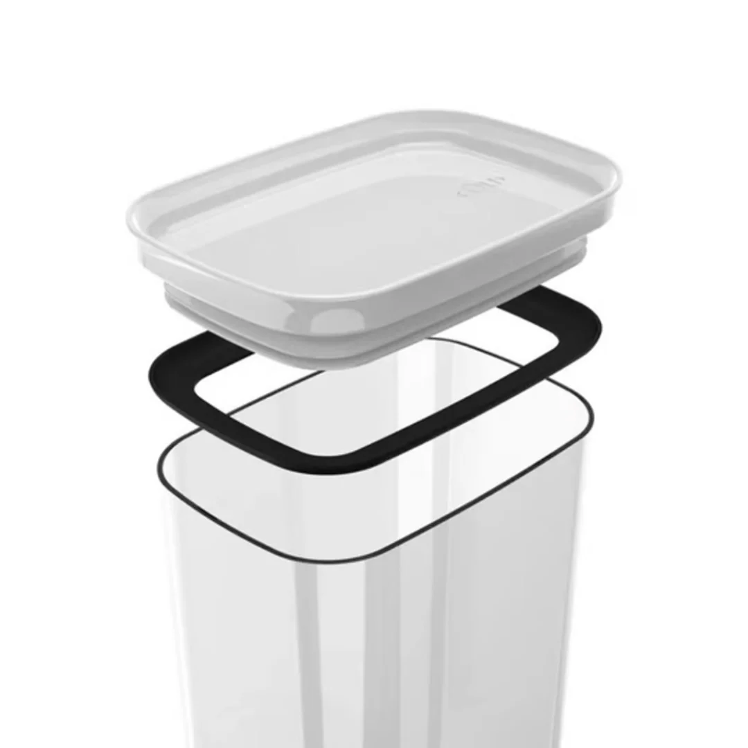 Pote Porta Mantimento Organizador Retangular com Tampa Hermética Natural com Branco Block 1,5 Litros - Image 6