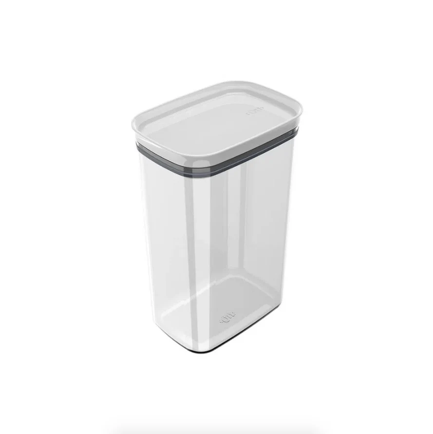 Pote Porta Mantimento Organizador Retangular com Tampa Hermética Natural com Branco Block 2,3 Litros