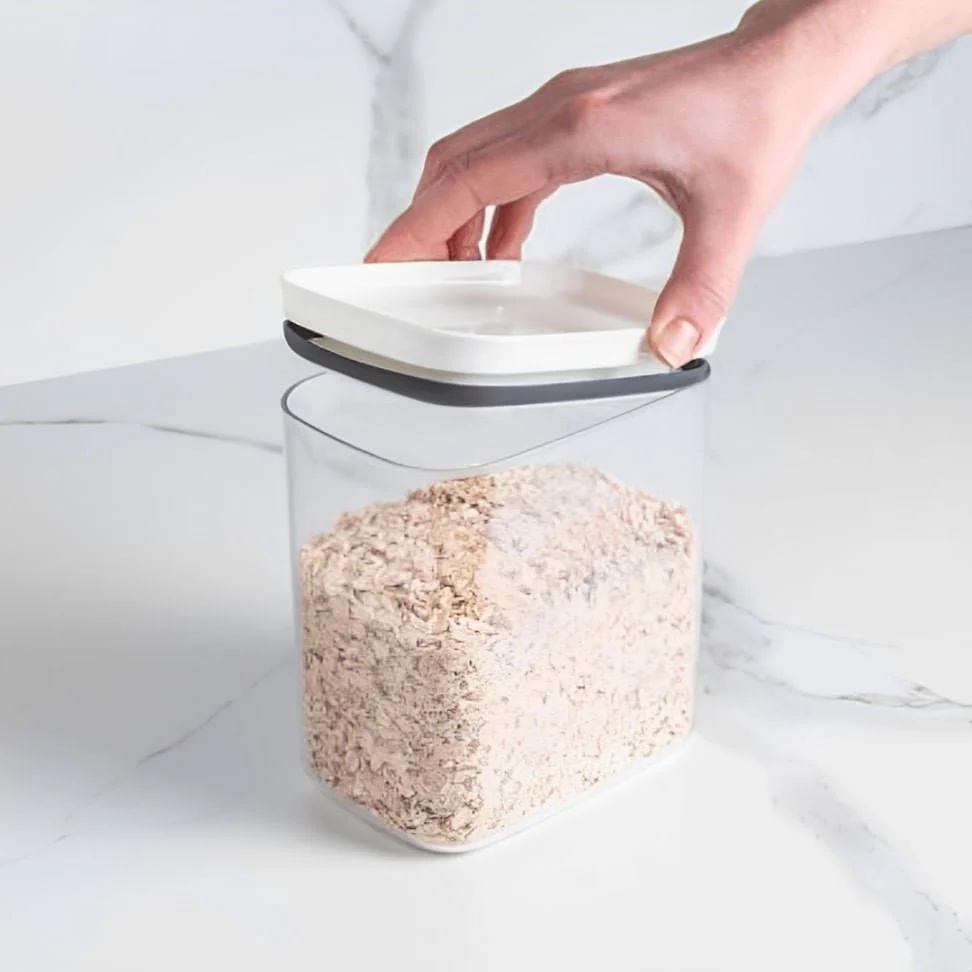 Pote Porta Mantimento Organizador Retangular com Tampa Hermética Natural com Branco Block 2,3 Litros - Image 4