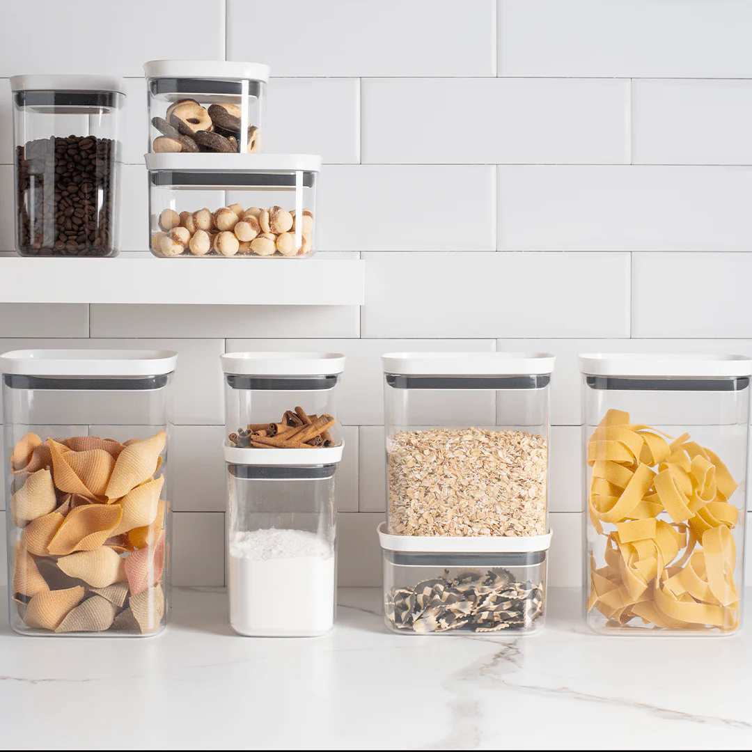 Pote Porta Mantimento Organizador Quadrado com Tampa Hermética Natural com Branco Block  450ml - Image 3