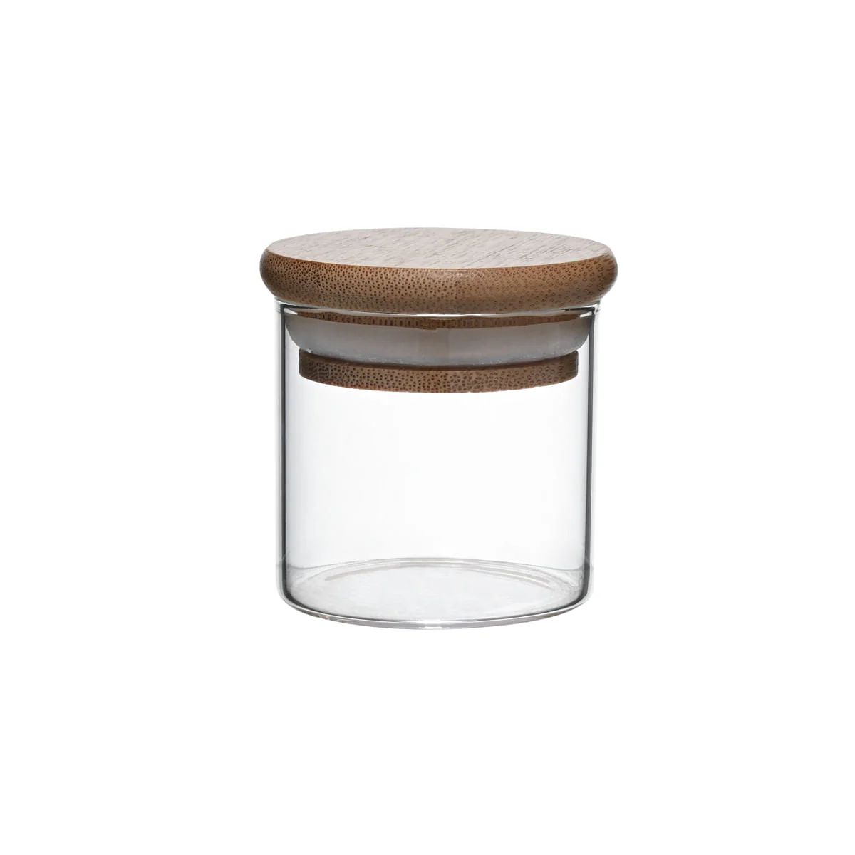 Pote Porta Mantimentos Vidro Borossilicato Tampa de Bambu 80ml
