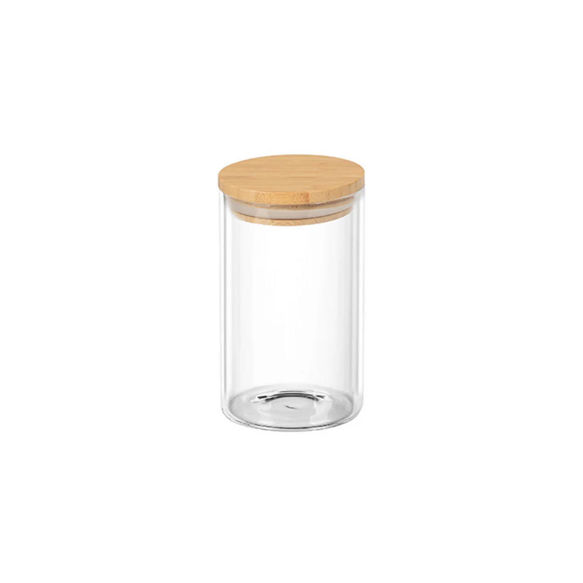 Pote Hermético Porta Tempero Redondo em Vidro Borossilicato com Tampa de Bambu - 150 ml