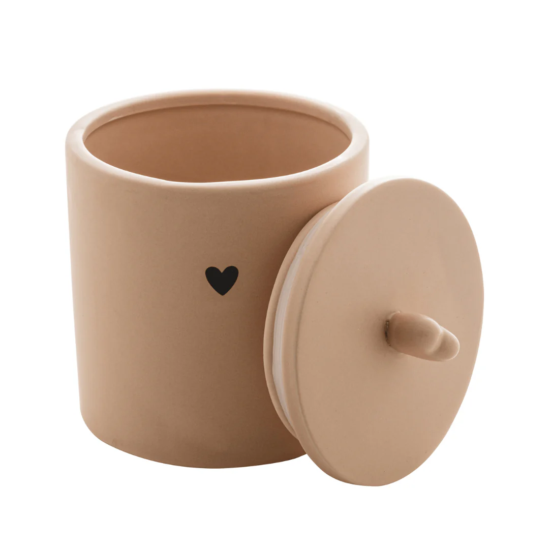 Pote Potiche Decorativo Heart Coração de Cerâmica Bege 12cm - Image 3