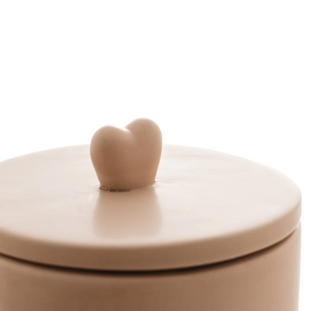 Pote Potiche Decorativo Heart Coração de Cerâmica Bege 12cm - Image 4