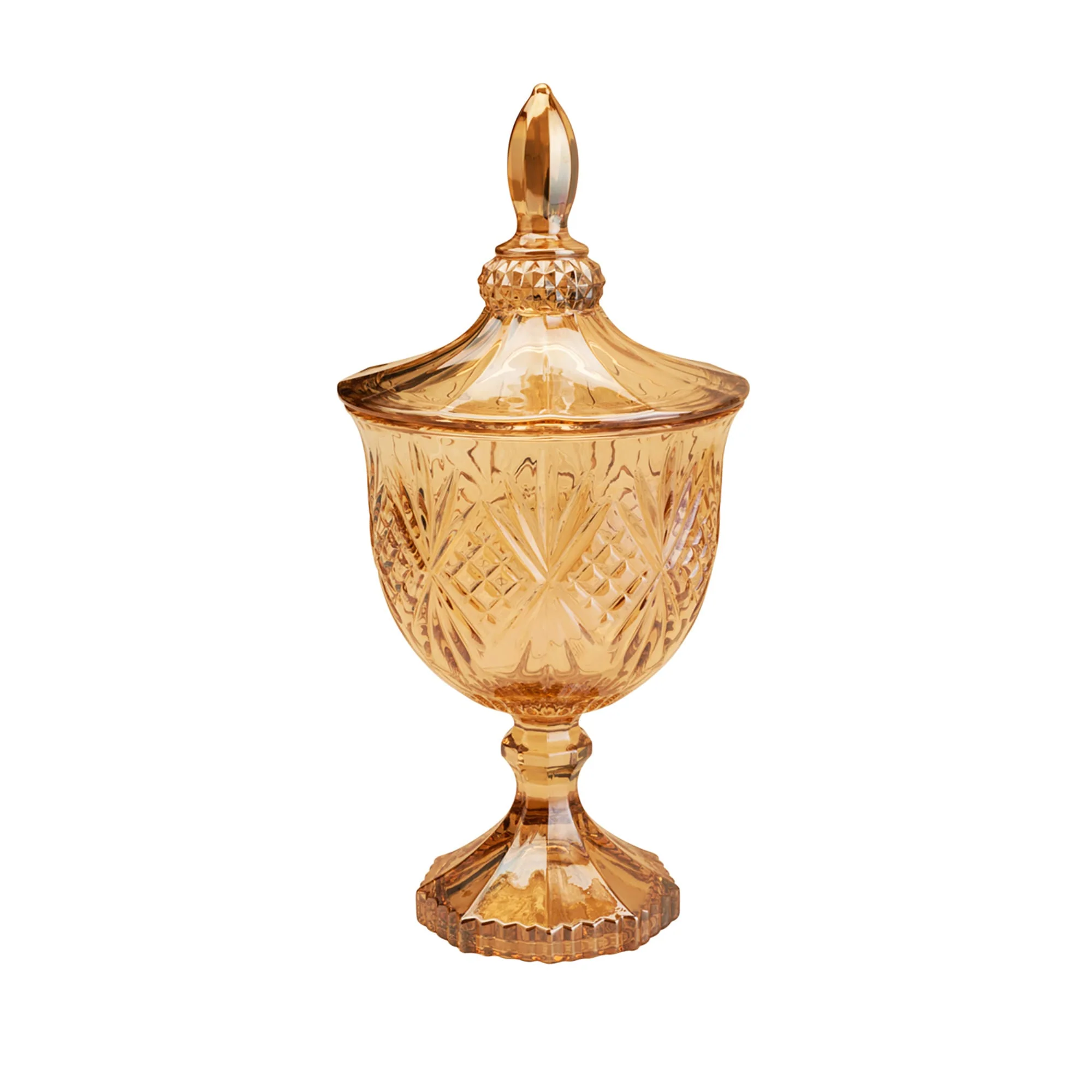 Potiche Bomboniere Dublin com Pé de Cristal Âmbar 24,5cm