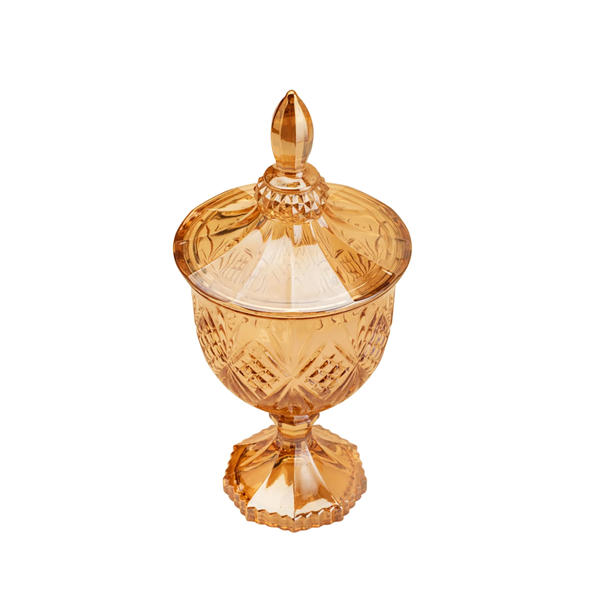 Potiche Bomboniere Dublin com Pé de Cristal Âmbar 24,5cm - Image 2