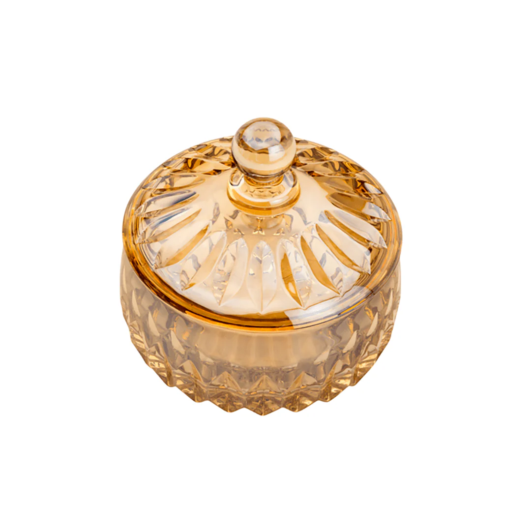 Potiche Bomboniere Louise em Cristal de Chumbo Âmbar 11cm - Image 5