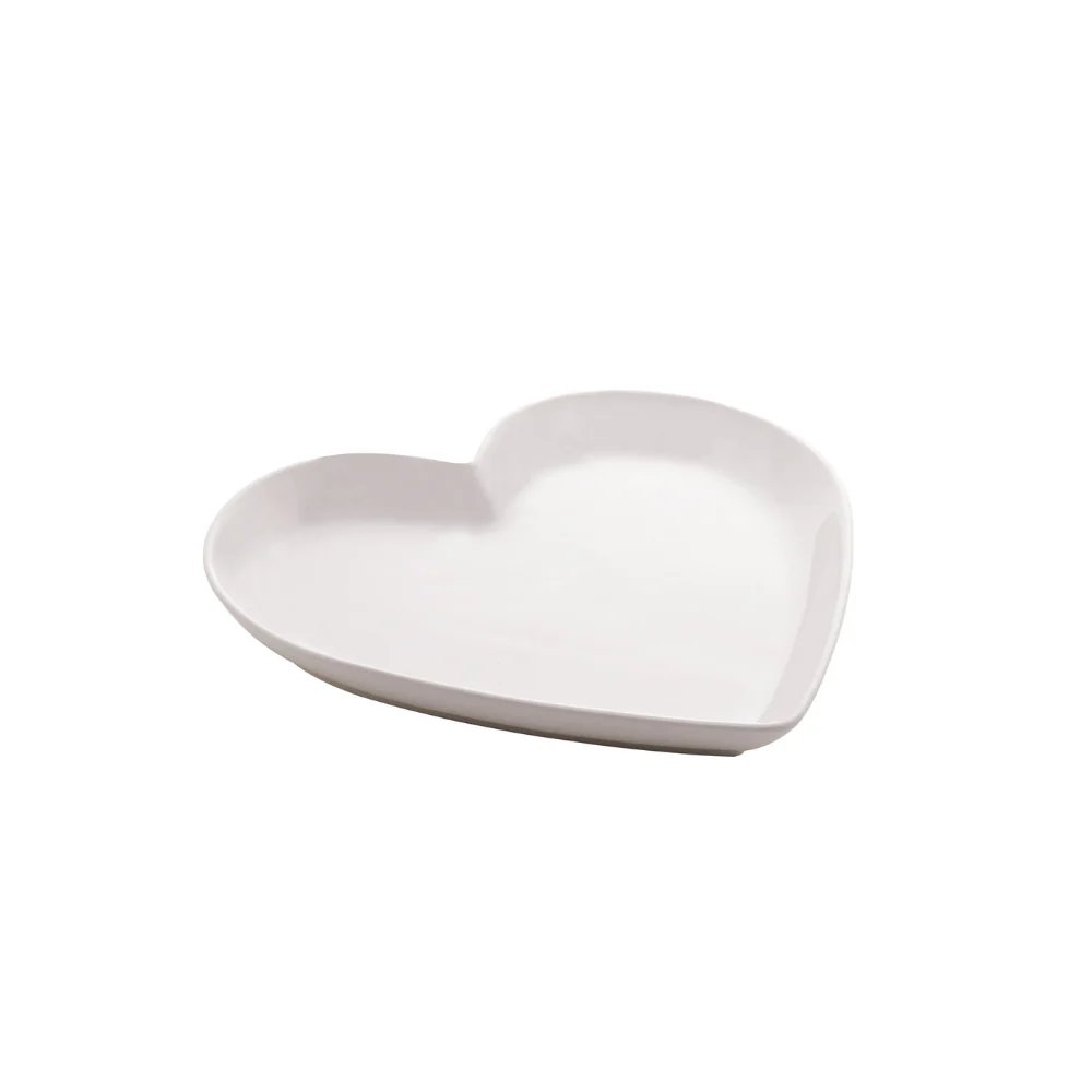 Prato Cerâmica Coração Branco 21,5 cm