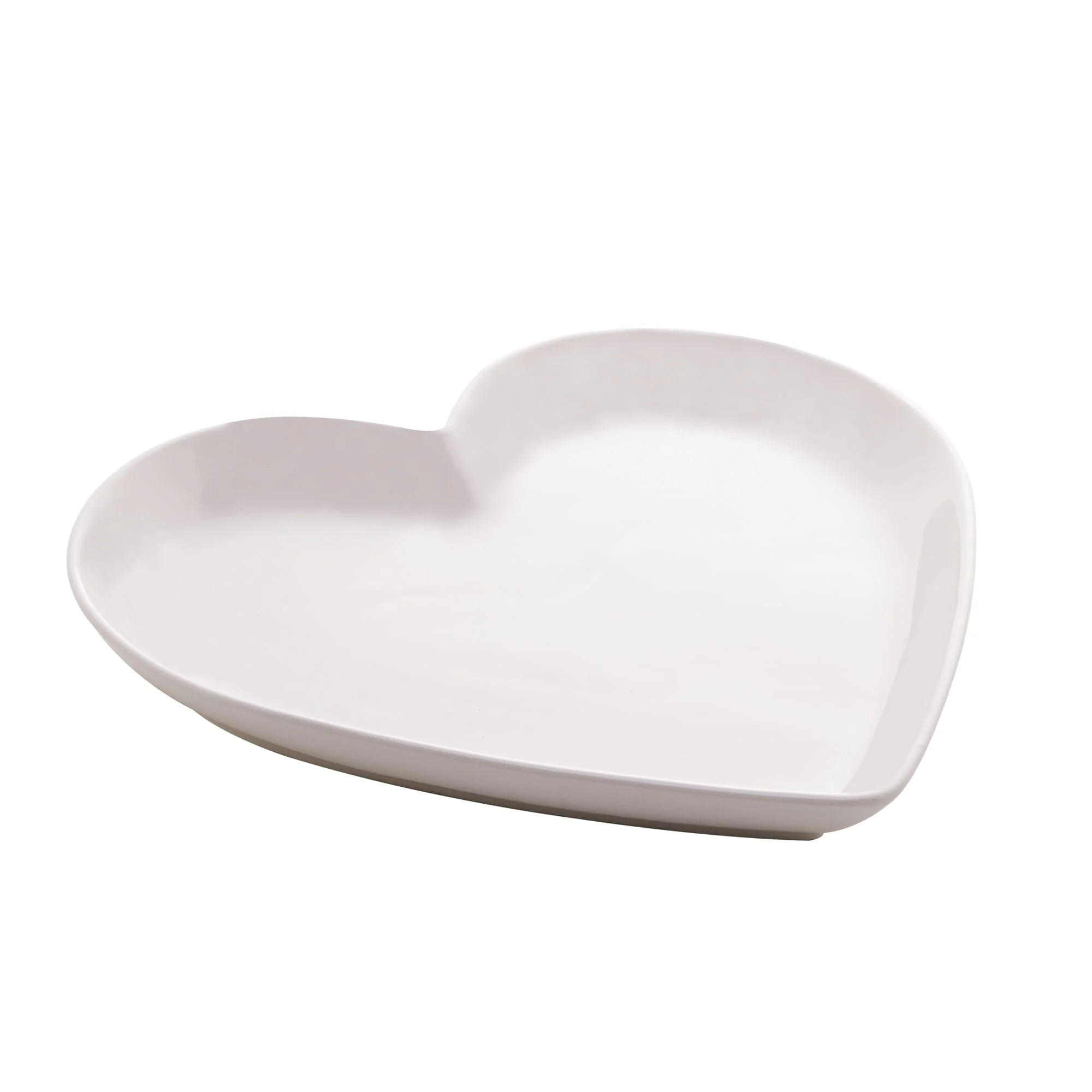 Prato Cerâmica Coração Branco - 27,8 cm