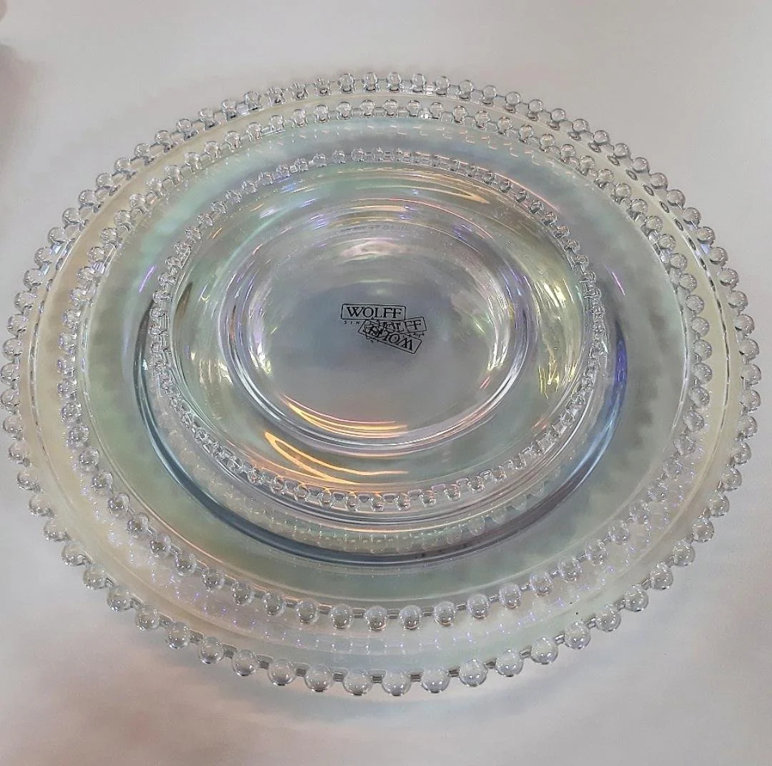 Prato Sobremesa Cristal De Chumbo Pearl Rainbow Furta Cor Bolinhas - Image 3