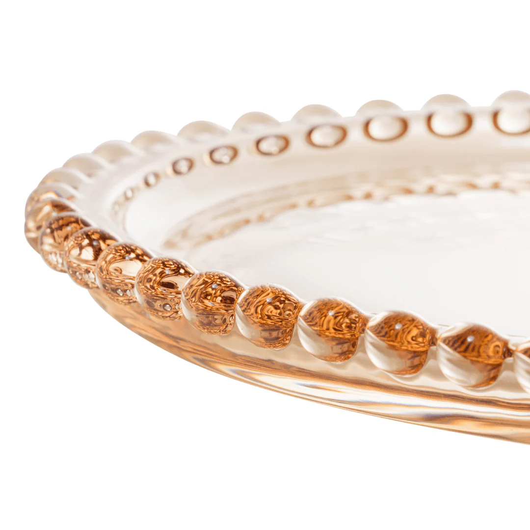 Prato Cristal Coração Pearl Bolinha Âmbar - 20 cm - Image 3