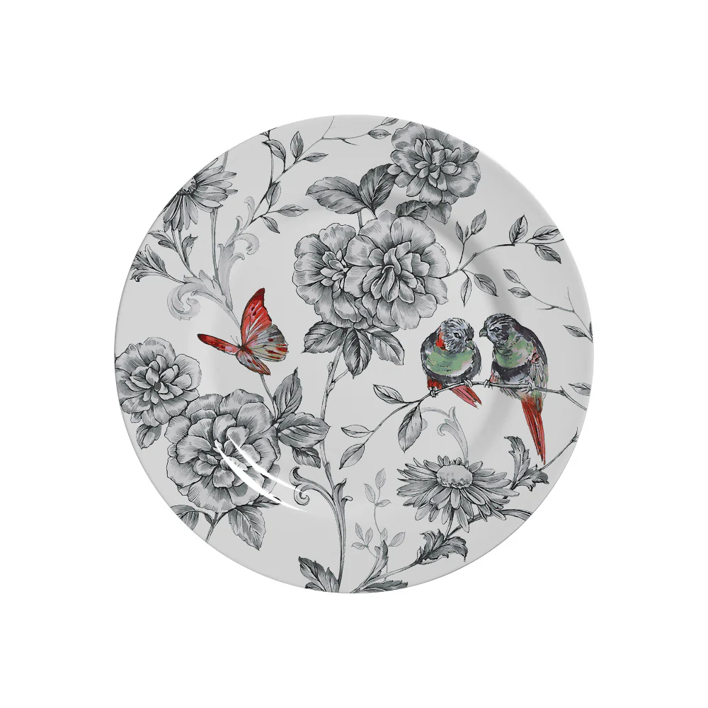 Prato De Sobremesa Volare Pássaros Beija-Flor Cerâmica 20cm