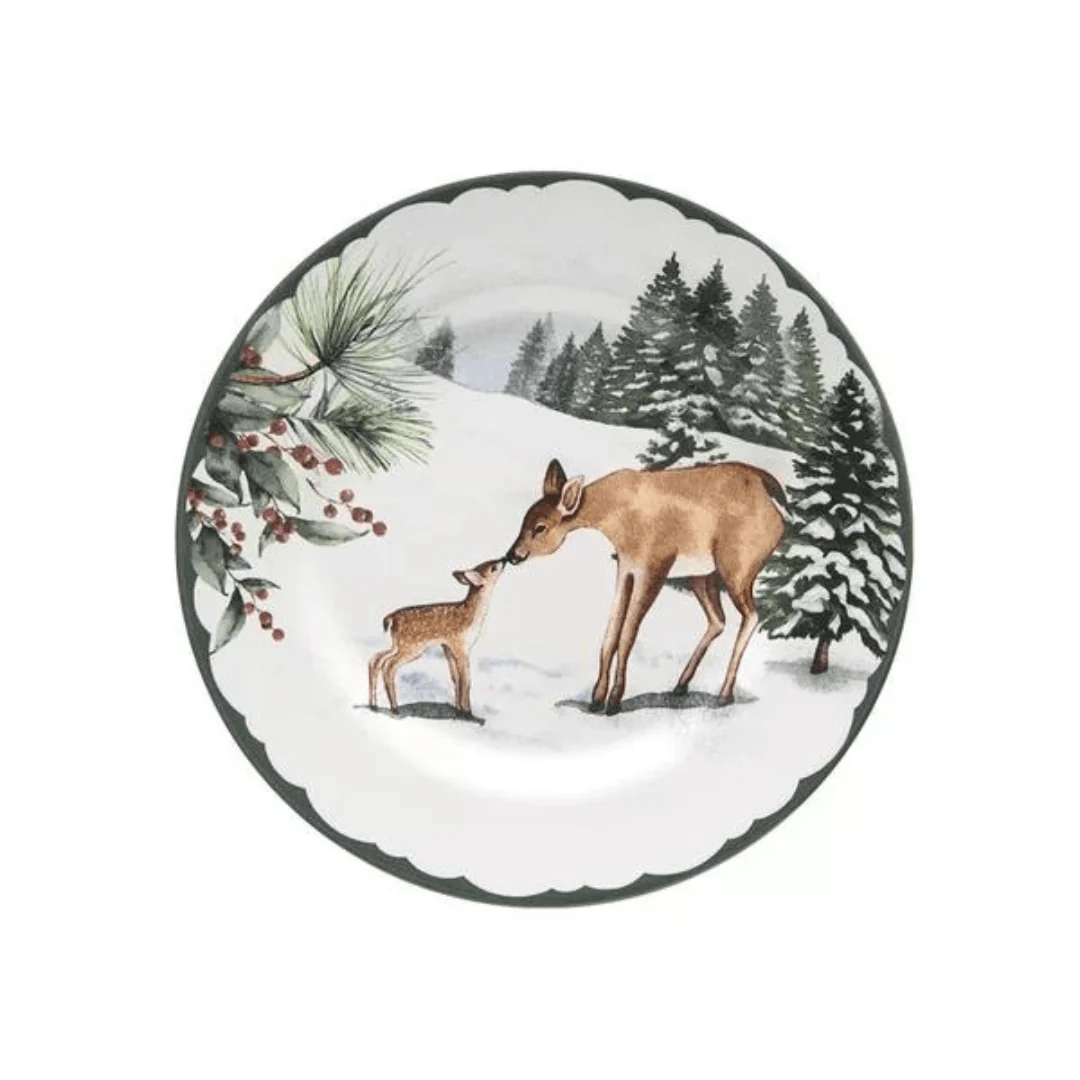 Prato de Sobremesa Aquarelle Bosque Inverno 20,5cm Natal