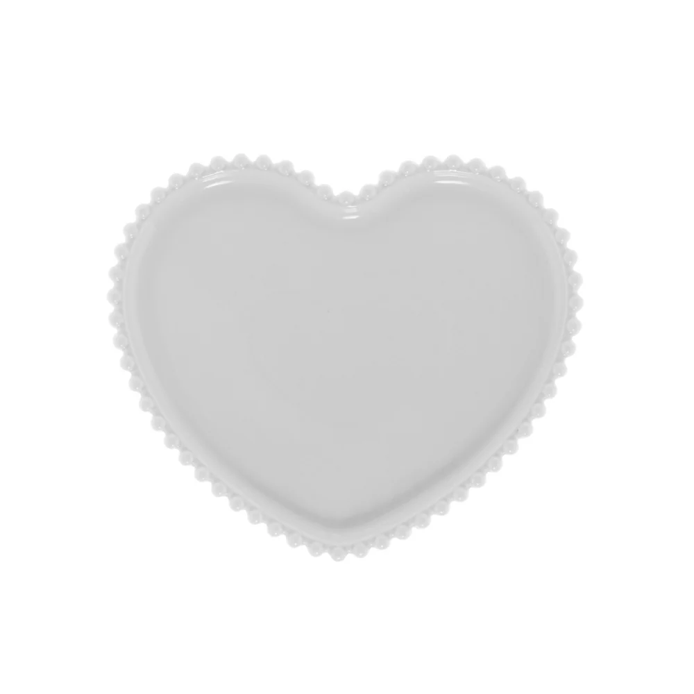 Prato de Sobremesa Coração Porcelana Beads Bolinha Branco - 20 cm - Image 4