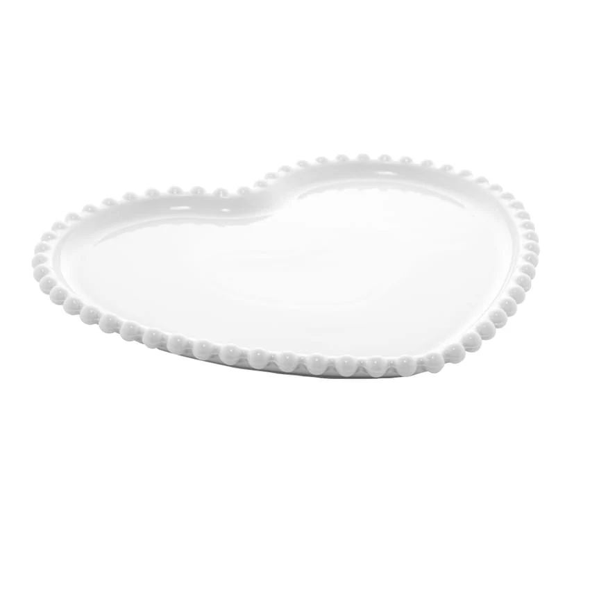 Prato de Sobremesa Coração Porcelana Beads Bolinha Branco - 20 cm - Image 6