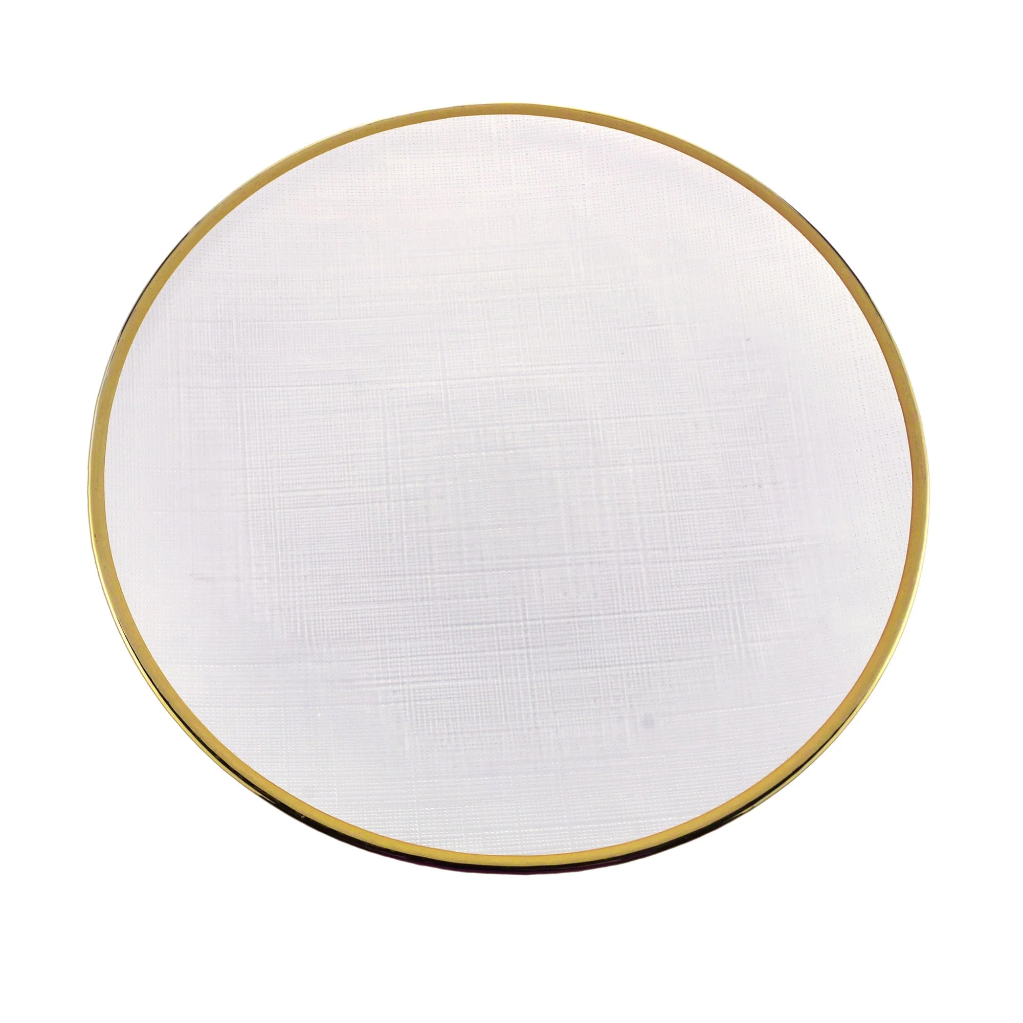 Prato de Sobremesa Cristal de Chumbo Branco com Borda Dourada Linen 21cm