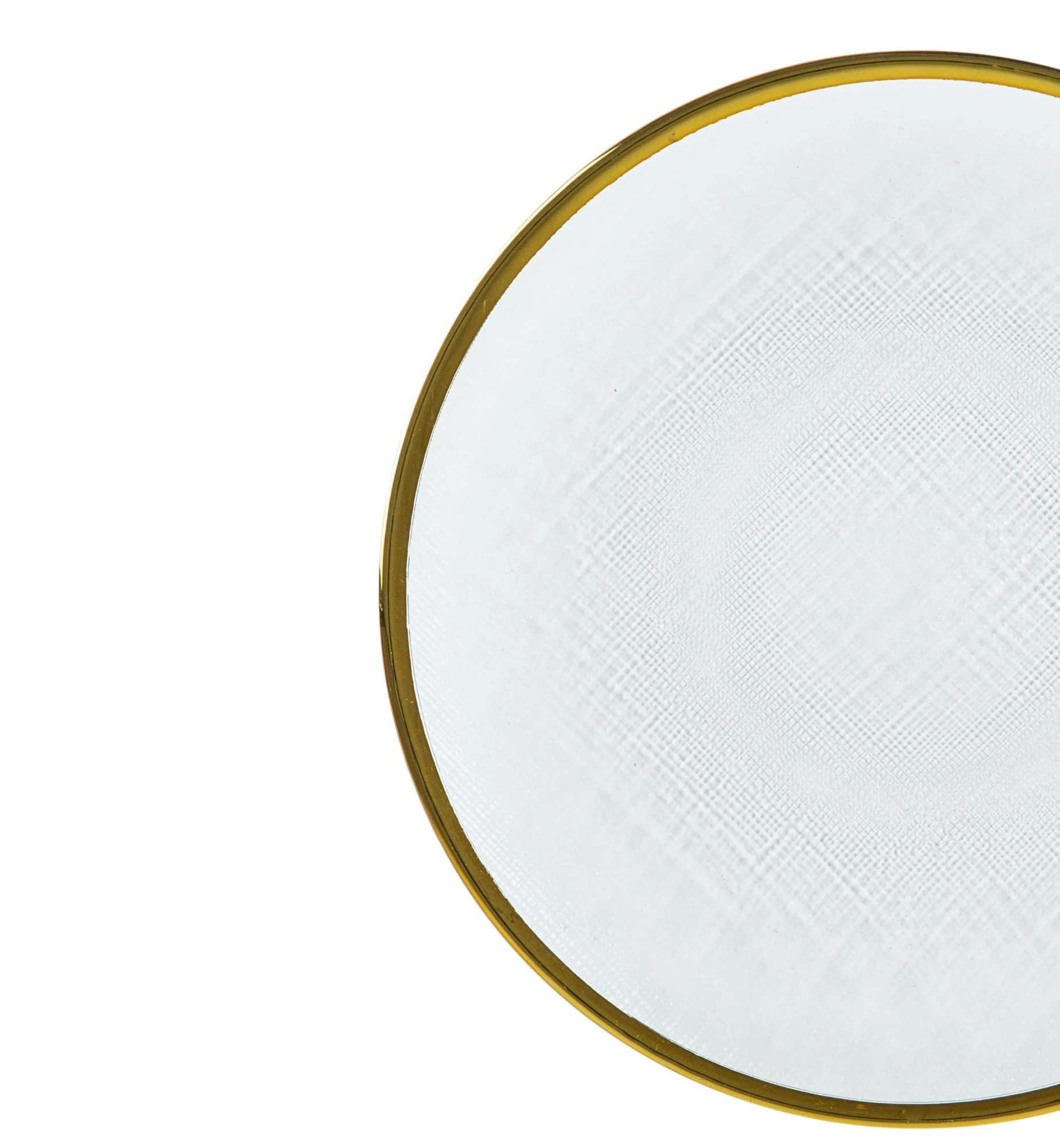 Prato de Sobremesa Cristal de Chumbo Branco com Borda Dourada Linen 21cm - Image 4