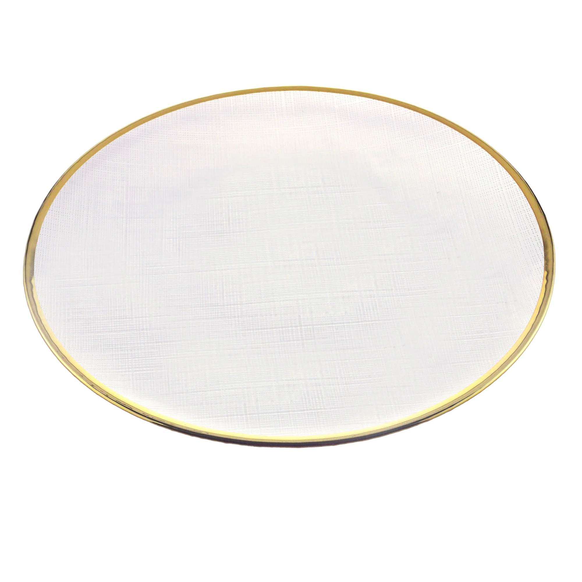 Prato Raso Cristal de Chumbo  Transparente com Borda Dourada Linen 27cm - Image 2