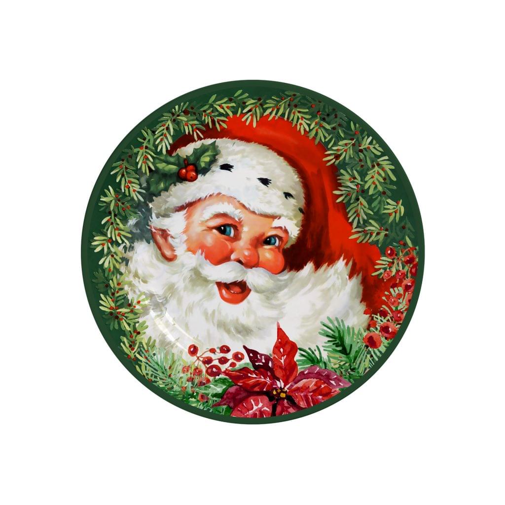 Prato de Sobremesa Linha Natal Estampa Papai Noel 19,5cm