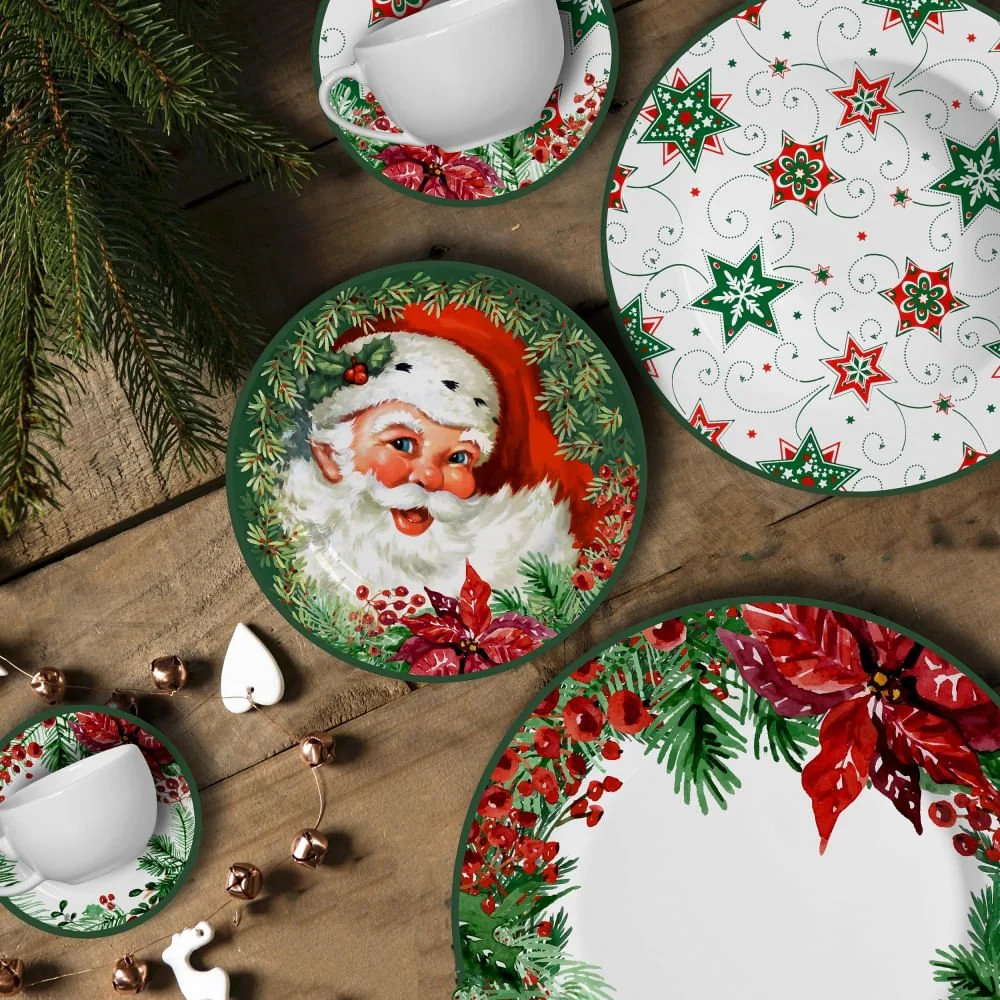 Prato de Sobremesa Linha Natal Estampa Papai Noel 19,5cm - Image 2