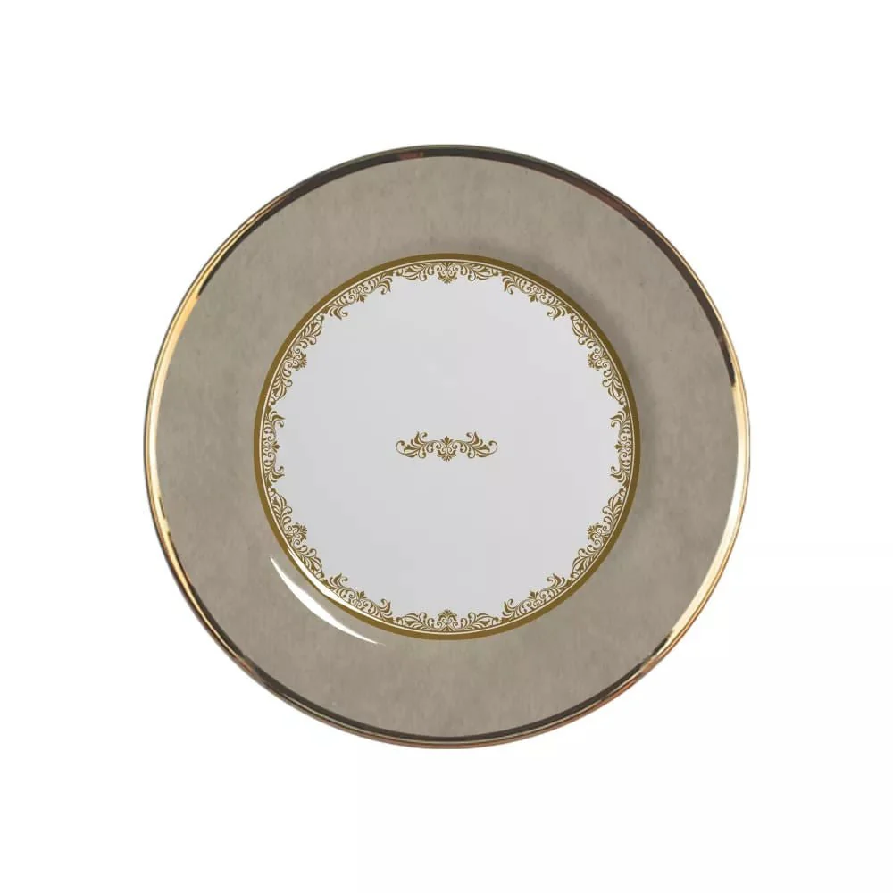 Prato de Sobremesa Monte Carlo Fendi com Fio de Ouro 19,5cm
