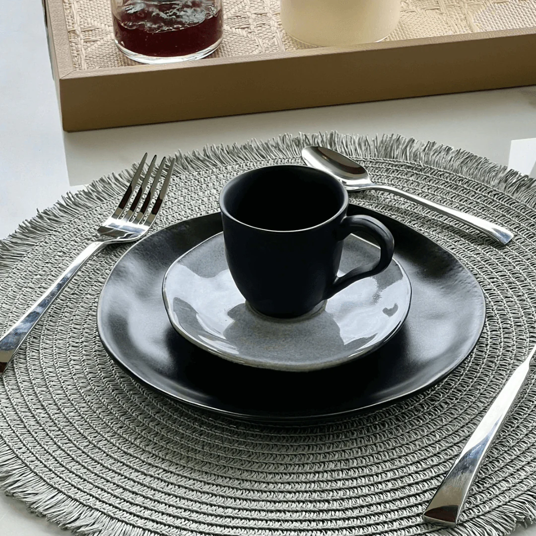 Prato de Sobremesa Organic em Cerâmica Preto 20cm - Image 3