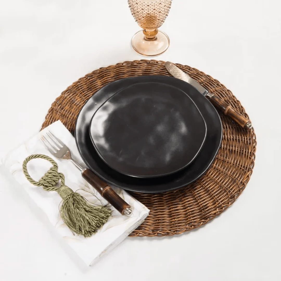 Prato de Sobremesa Organic em Cerâmica Preto 20cm - Image 4