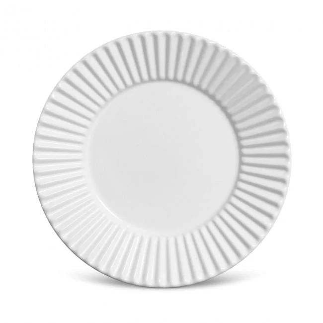 Prato De Sobremesa Cerâmica Plissé Branco - 20,5 cm
