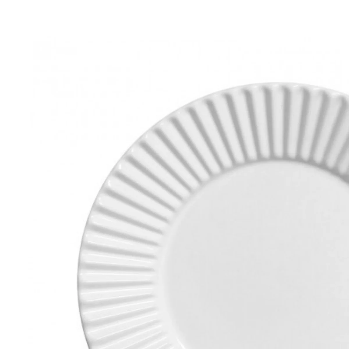 Prato De Sobremesa Cerâmica Plissé Branco - 20,5 cm - Image 2