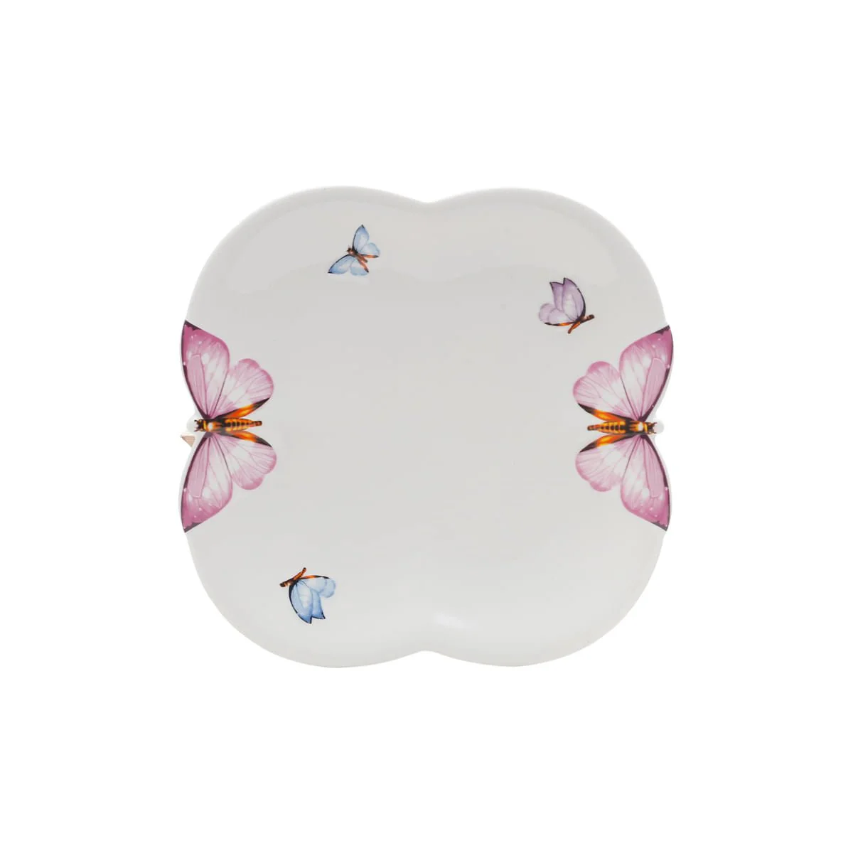 Prato de Sobremesa Porcelana Borboletas Branco 19cm