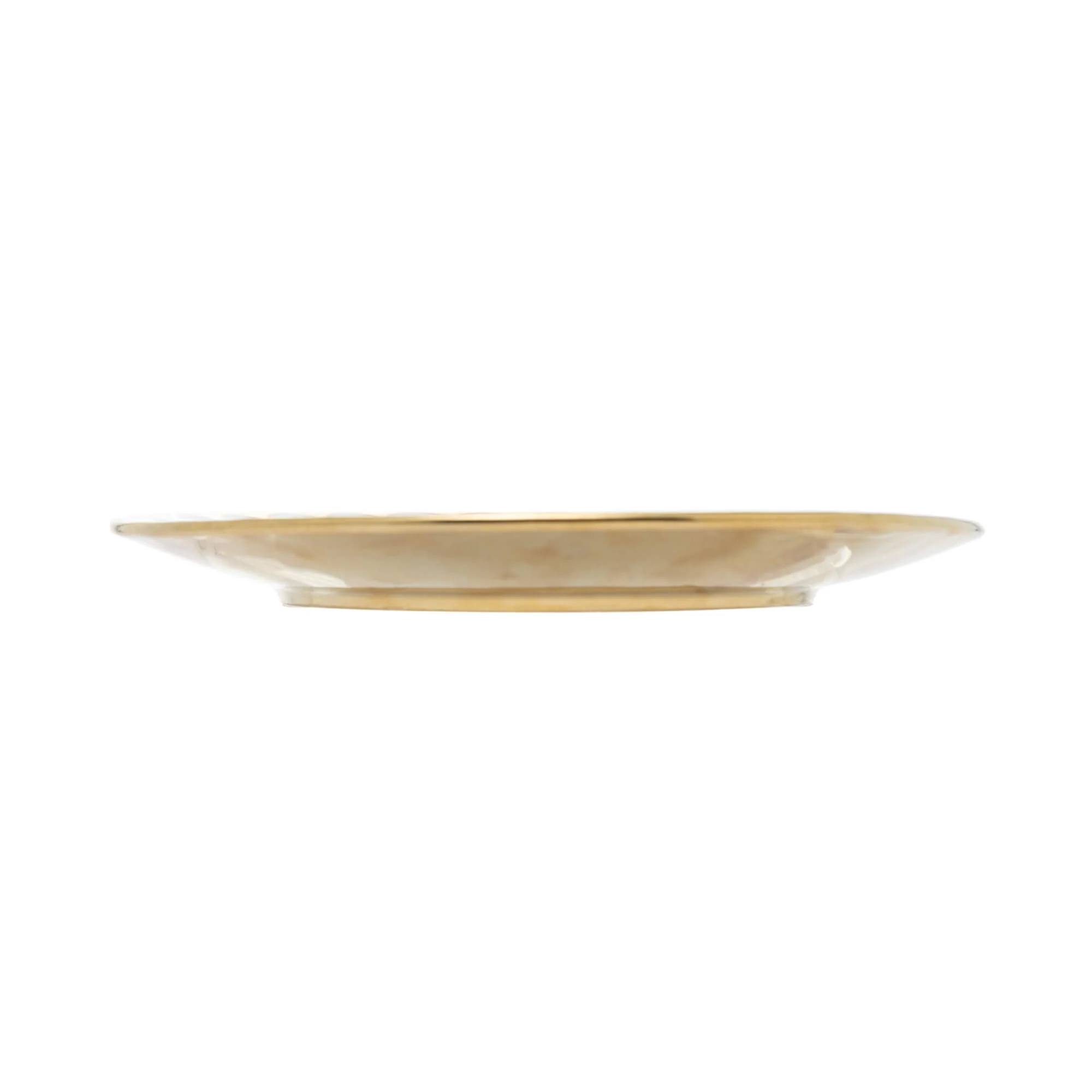 Prato de Sobremesa Porcelana Egg Branca e Dourada 19cm - Image 4