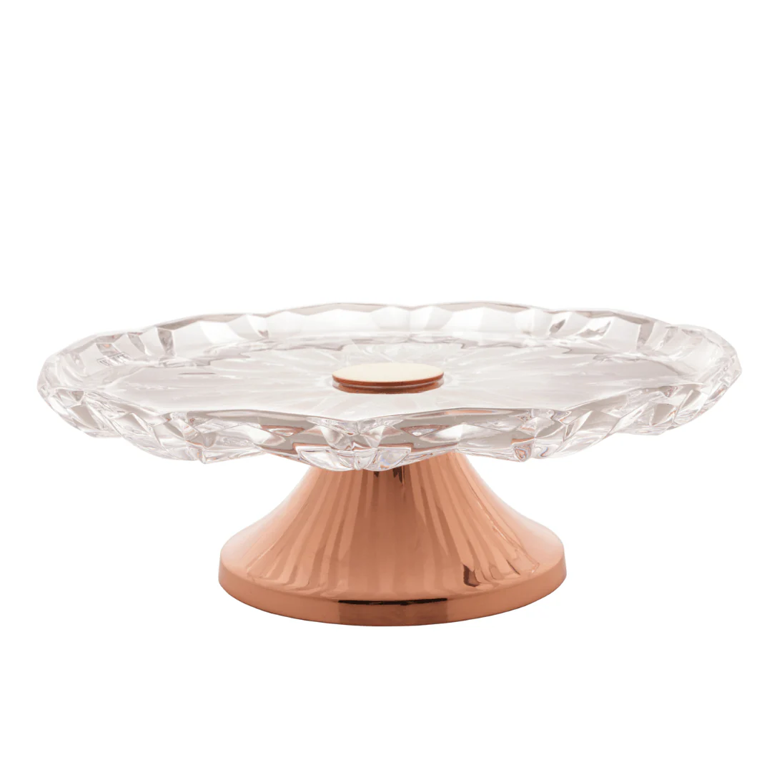 Prato De Vidro Para Bolo Base de Aço Louise Rose Gold Wolff - 31 x 14cm - Image 3