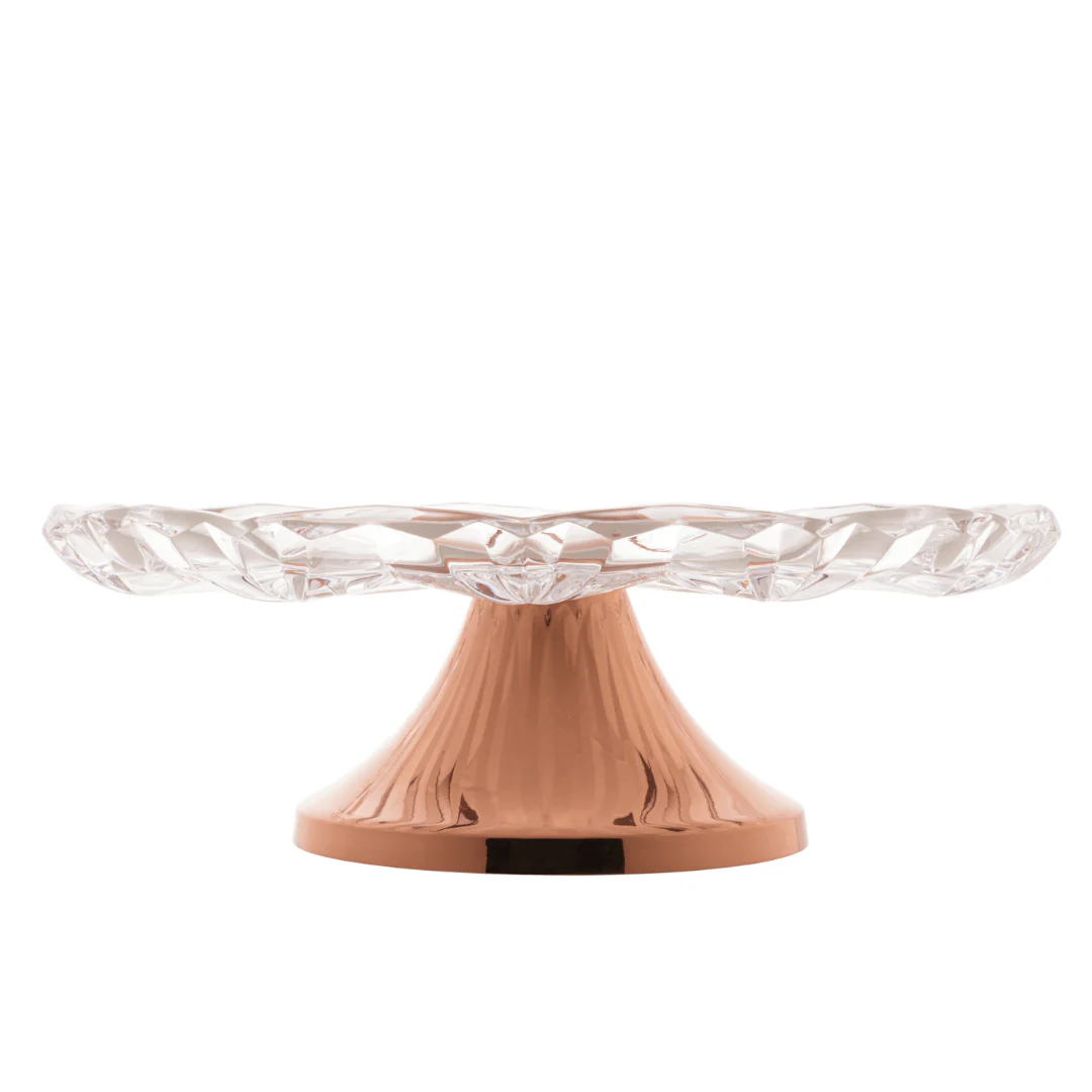 Prato De Vidro Para Bolo Base de Aço Louise Rose Gold Wolff - 31 x 14cm - Image 4