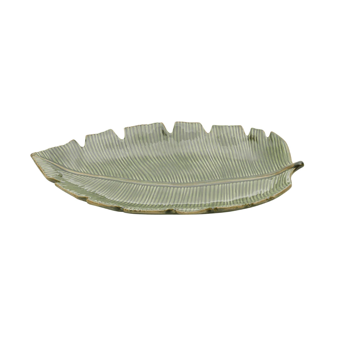 Prato Decorativo Cerâmica Folha de Banana Leaf Verde 29 cm - Image 5